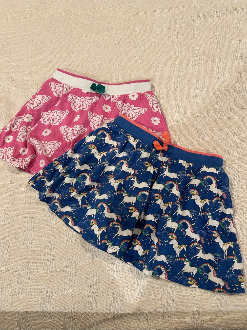 Mini Boden Pink Butterfly Skort & Blue Unicorn Skort Skirt Bundle Size 8/10Y